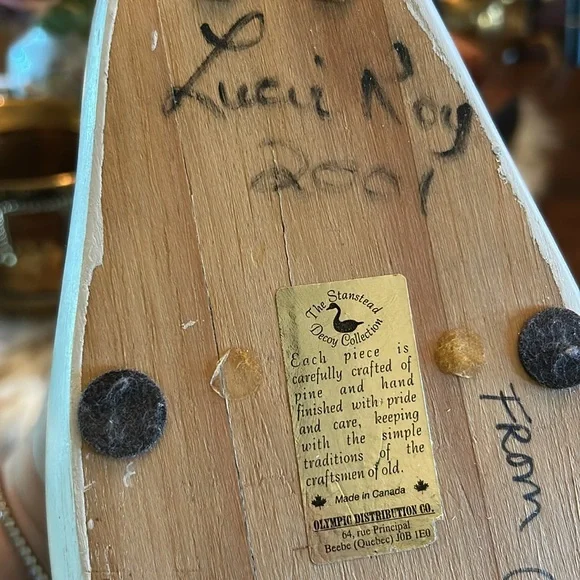 Large Vintage Signed Wooden Swan Decoy from Stanstead - Stunning Collectible - Picture 6 of 8